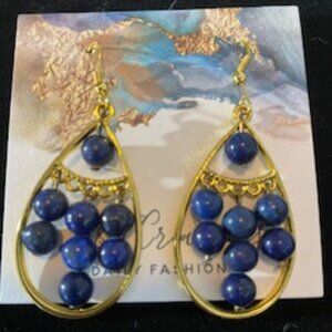 Lapis Luzuli with gold tubes earings
